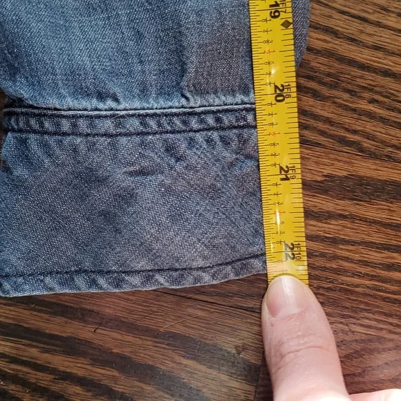 Rails Renee Raw Hem Dark Vintage Blue Chambray Denim Button Down sz S - Picture 14 of 16